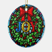 Kerstkrans Gebrandschilderd Glas Keramisch Ornament (Links)