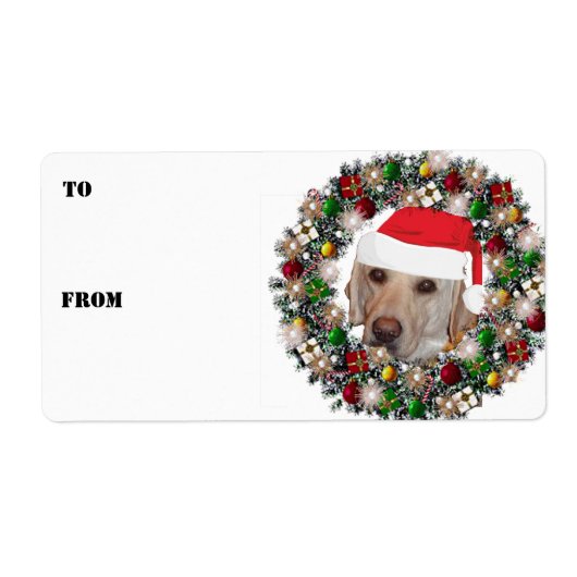 Kerstkrans Gele Labrador Gift Labels (Voorkant)