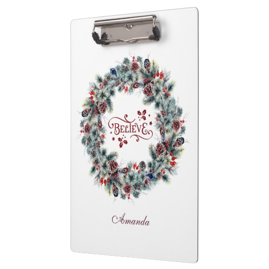 Kerstkrans Geloof typografie monogram Klembord (Links)