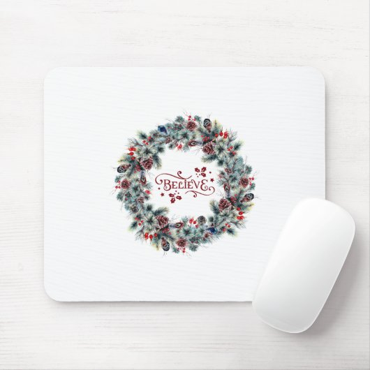 Kerstkrans GELOVEN Typografie Muismat (Met muis)