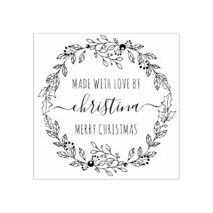 Kerstkrans Gemaakt Met Liefde Persoonlijk Rubberstempel
