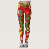 Kerstkrans Gemberkoek Kerst Leggings (Voorkant)