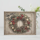 Kerstkrans gepersonaliseerd feestdagenkaart (Staand voorkant)