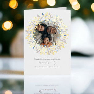 Kerstkrans gepersonaliseerde foto folie feestdagenkaart