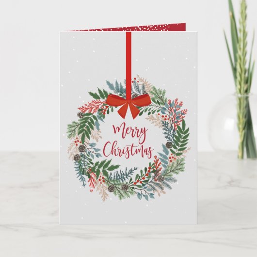 Kerstkrans gevouwen feestdagen kaart (Voorkant)