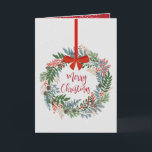 Kerstkrans gevouwen feestdagen kaart<br><div class="desc">Mooie krans van de winter botanicals bevatten Merry Christmas in het midden en uw gepersonaliseerde groet en bericht aan de binnenkant. MEER stijlen in ons collectie.</div>