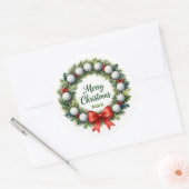 Kerstkrans Golf Ronde Sticker (Envelop)