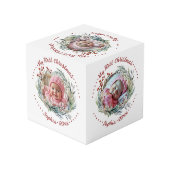 Kerstkrans, groen, bessen foto kubus (Achter hoekig)