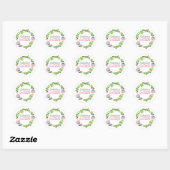 Kerstkrans groen blad Pink Ronde Sticker (Vel)