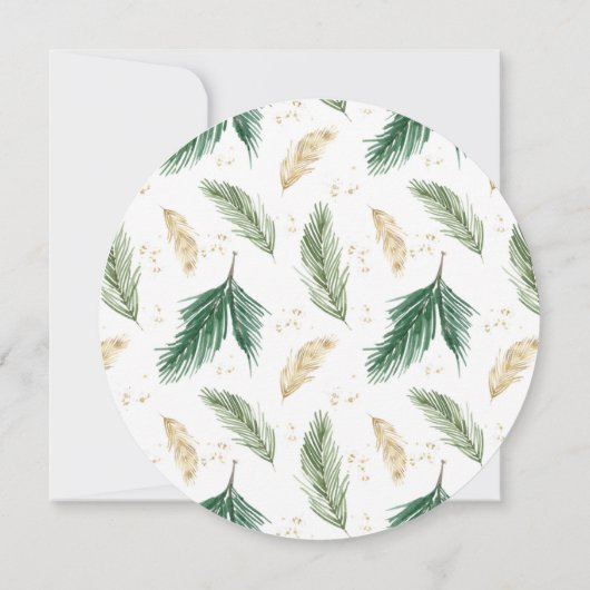 Kerstkrans groen goud folie doop kaart (Achterkant)