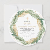 Kerstkrans groen goud folie doop kaart (Voorkant)