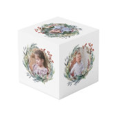 Kerstkrans, groene bladeren en bessen foto kubus (Achter hoekig)