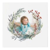 Kerstkrans, groene bladeren en bessen foto kubus (Voorkant)