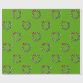 Kerstkrans, groene feestdagen cadeaupapier (Vlak)