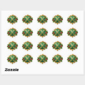 Kerstkrans H Monogram Ronde Sticker (Vel)