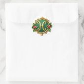 Kerstkrans H Monogram Ronde Sticker (Tas)