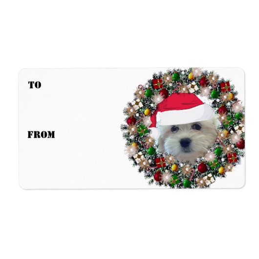 Kerstkrans Havanese Gift Labels (Voorkant)