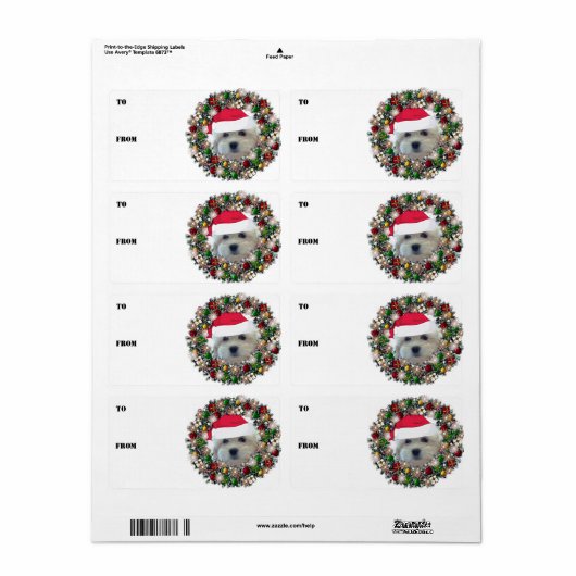 Kerstkrans Havanese Gift Labels (Full Sheet)