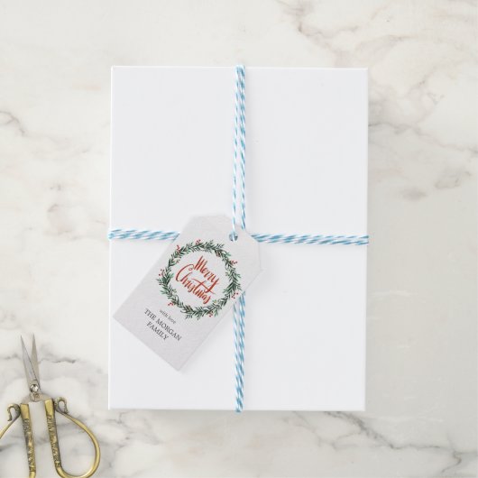 kerstkrans | Holiday Gift Label Cadeaulabel (Met Touw)
