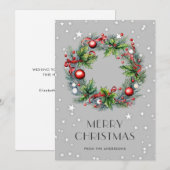 Kerstkrans Holly Berries Ornamenten Sterren Feestdagenkaart (Voorkant / Achterkant)