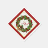 Kerstkrans Holly Red Berry Pine Servet (Hoek)