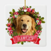 Kerstkrans Hond Foto Keramisch Ornament (Achterkant)