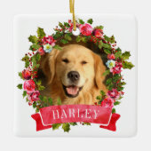 Kerstkrans Hond Foto Keramisch Ornament (Voorkant)