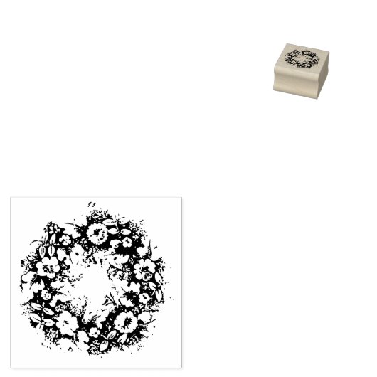 KERSTKRANS Hout Art Stamp Rubberstempel (Gestempeld)