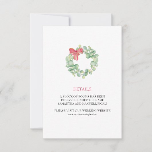 Kerstkrans Huwelijksdetails Kaart (Voorkant)