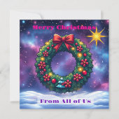 Kerstkrans in kosmische setting met ster kaart (Voorkant)