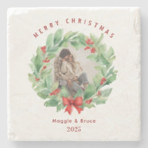 Kerstkrans in waterverf aangepaste foto