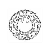 Kerstkrans in zwart lijnen silhouet rubberstempel (Afrduk)