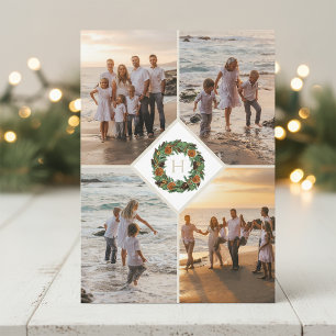 Kerstkrans Initiaal Meerdere Foto's Kerstmis Feestdagenkaart