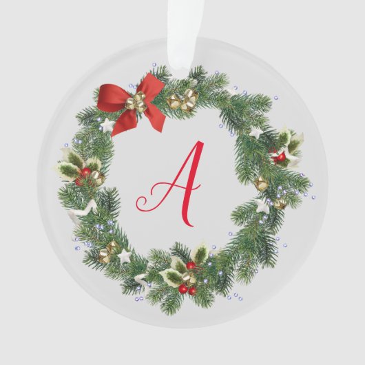 Kerstkrans initiële acryl ornament (voorkant)