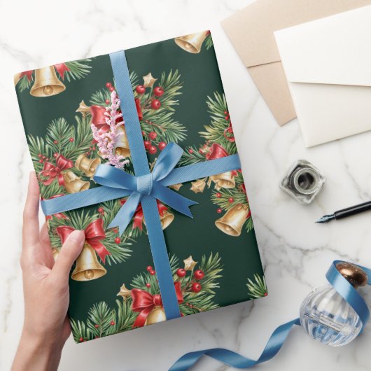 Kerstkrans Inpakpapier met Bellen & Strikken (Geschenken)