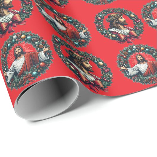 Kerstkrans Jezus Christus Cadeaupapier (Rol Hoek)