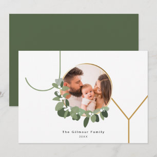 Kerstkrans JOY Custom Family Photo Holiday Feestdagenkaart