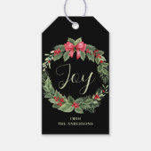 Kerstkrans Joy Name Gift Label Cadeaulabel (Voorkant)