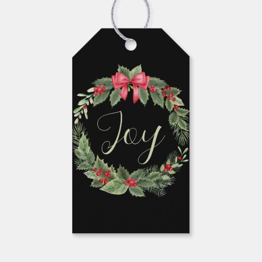 Kerstkrans Joy Name Gift Label Cadeaulabel (Achterkant)