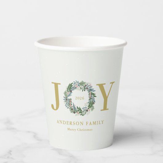 Kerstkrans "Joy" Papieren Bekers (Voorkant)