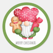 Kerstkrans Kabouter Klassieke Ronde Sticker (Voorkant)