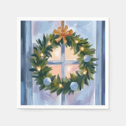 Kerstkrans Kerst Watercolor Servet (Voorkant)