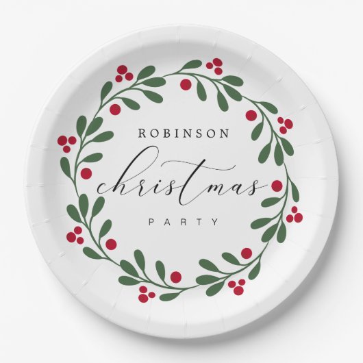 Kerstkrans Kerstfeest Persoonlijk Papieren Bordje (Voorkant)
