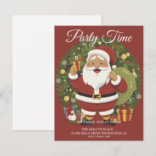 Kerstkrans Kerstfeest uitnodiging (Voorkant / Achterkant)