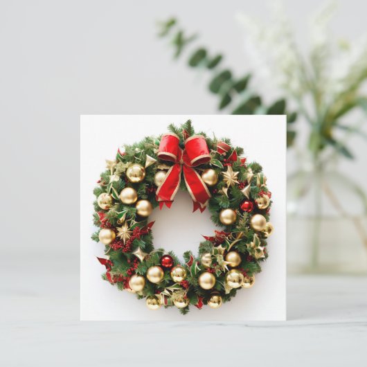 Kerstkrans kerstkaart met decoratie (Staand voorkant)