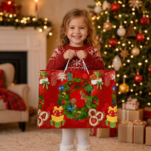 Kerstkrans Kerststol Cadeaubag Groot Cadeauzakje