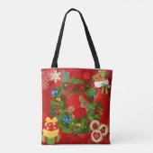 Kerstkrans Kerststol Kersttas Tote Bag (Achterkant)