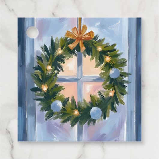 Kerstkrans Kerstwaterverf Bedankjes Labels (Voorkant)