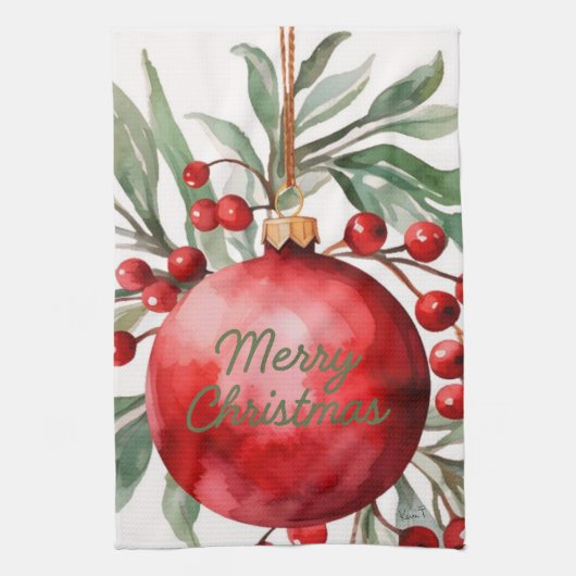 Kerstkrans Keukenhanddoek (Verticaal)