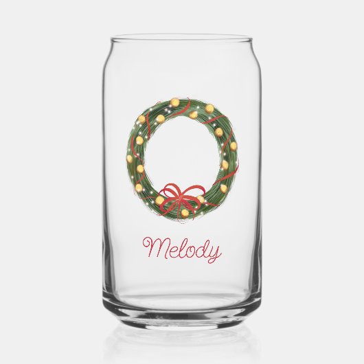 Kerstkrans Kinder gepersonaliseerde melk Blikvorm Glas (Voorkant)